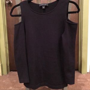 Ann Taylor Black Shoulder Cutout Shirt